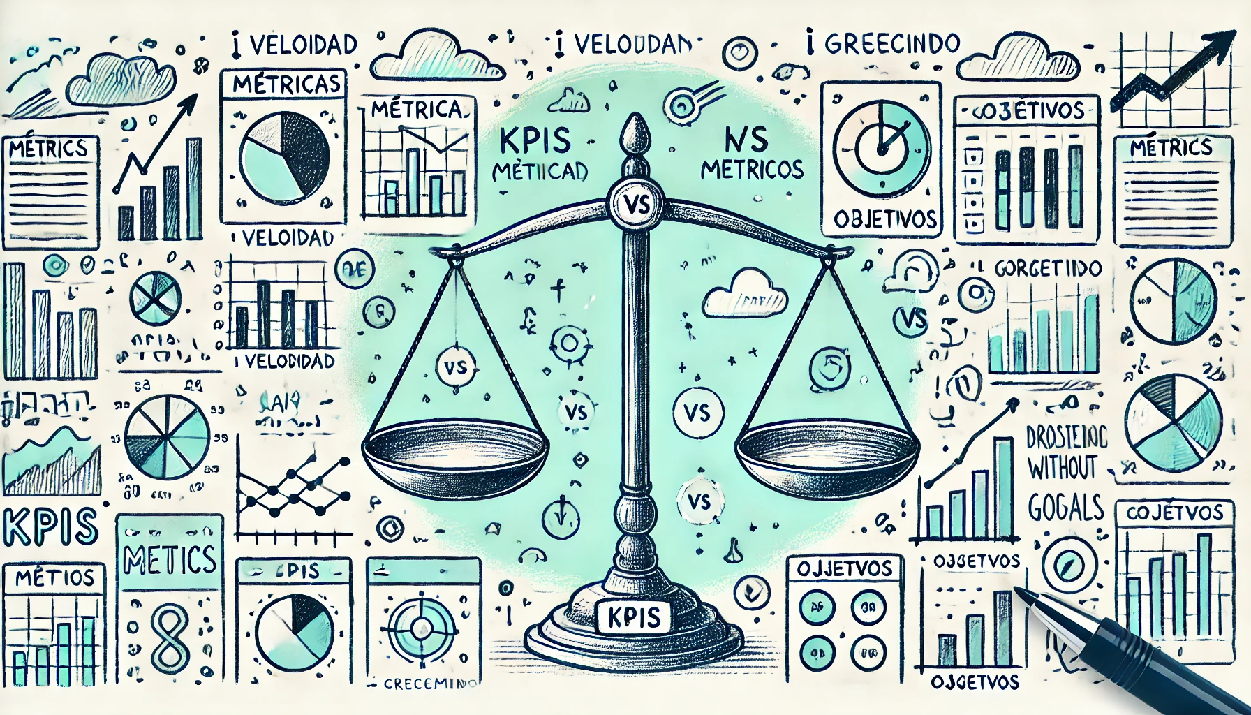 Representación gráfica sobre los KPIs vs Métricas y cómo identificarlos.
