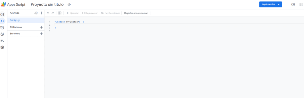 Representación gráfica sobre la aplicación para gestionar un proyecto en Google Apps Script