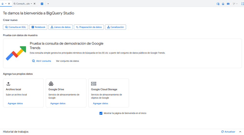 Representación gráfica sobre la aplicación grafica de Google BigQuery